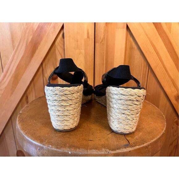 CHAPS BLACK WEDGE SANDALS SHOES SIZE 9 - Picture 4 of 6